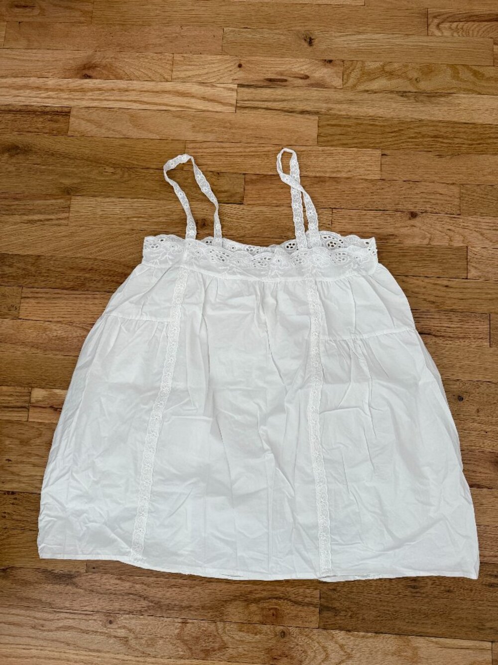 White Embroidered Babydoll Dress M